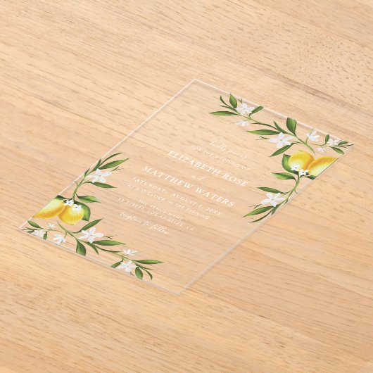 waterverf citroenblad bruiloft acryl uitnodigingen (Laagn)