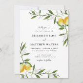 waterverf citroenblad bruiloft uitnodiging (Voorkant)