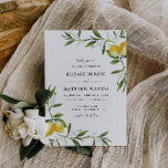 waterverf citroenblad bruiloft uitnodiging<br><div class="desc">Een mooi ontwerp met mooie handbeschilderde citroenen,  bladeren en bloemen. De tekst en de groene achterkleur kunnen samen met andere eigenschappen van deze sjabloon worden uitgegeven.</div>