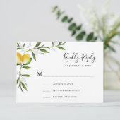 waterverf citroenblad RSVP kaart (Staand voorkant)