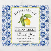 Waterverf Citroenblauwe Tegel Limoncello Likeurfles Etiket (Enkel label)