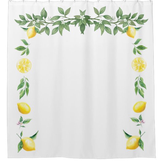 Waterverf Citroenbloem Mediterraan Italiaans Douchegordijn (Voorkant)