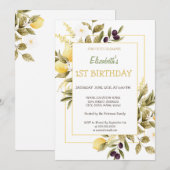 Waterverf Citroenbloemen Olijfverjaardag Kaart (Voorkant / Achterkant)