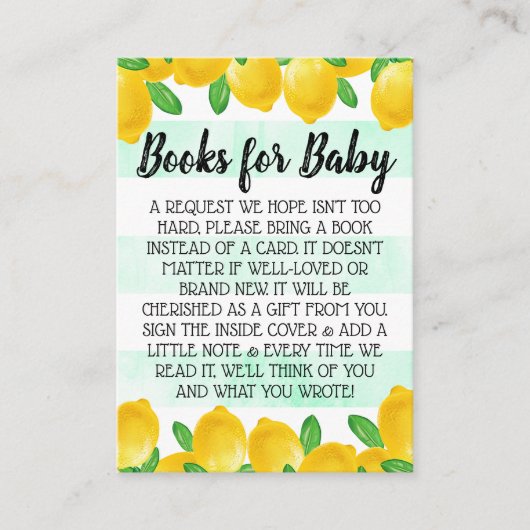 Waterverf Citroenboom Baby shower Boekaanvraag Informatiekaartje (Voorkant)