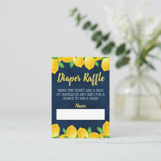 Waterverf Citroenboom Baby shower Luier Raffle En Informatiekaartje (Staand voorkant)