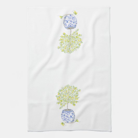 Waterverf citroenboom theedoek (Verticaal)