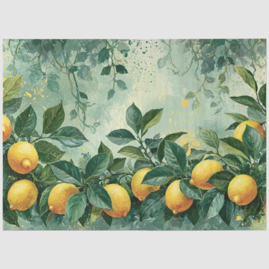 Waterverf Citroenboomgaard Citrus Tissuepapier (Voorkant)