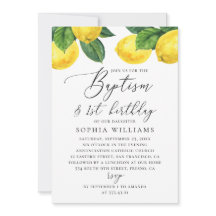 Waterverf citroencitrus. Baptisme 1e verjaardag