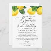 Waterverf citroencitrus. Baptisme 1e verjaardag Kaart (Voorkant / Achterkant)