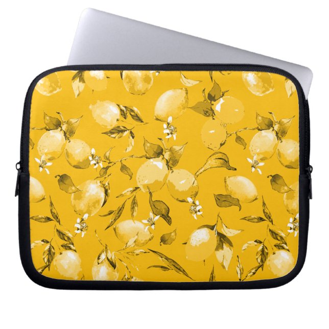 Waterverf citroenen 10 laptop sleeve (Voorkant)