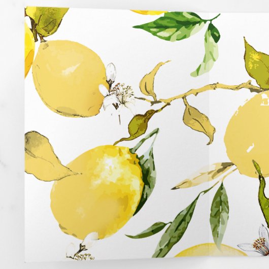 Waterverf citroenen 17 drieluik wenskaart (Binnenzijde eerst)