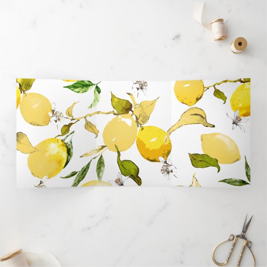 Waterverf citroenen 17 drieluik wenskaart (Binnen)