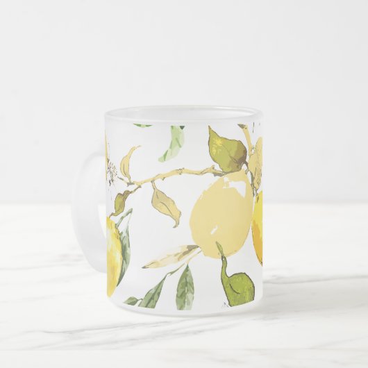 Waterverf citroenen 17 matglas koffiemok (Voorkant links)