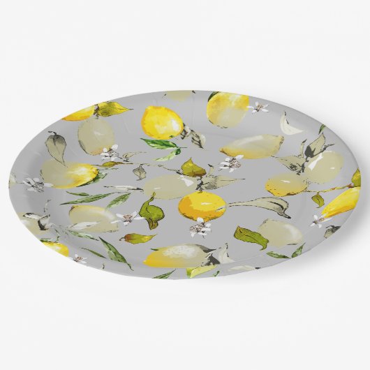 Waterverf citroenen 19 papieren bordje (Gekanteld)
