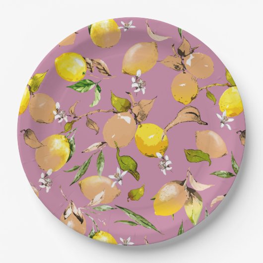 Waterverf citroenen 25 papieren bordje (Voorkant)