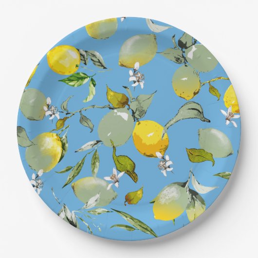 Waterverf citroenen 26 papieren bordje (Voorkant)