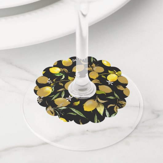 Waterverf citroenen 30 wijnglaslabel (Dichtbij)