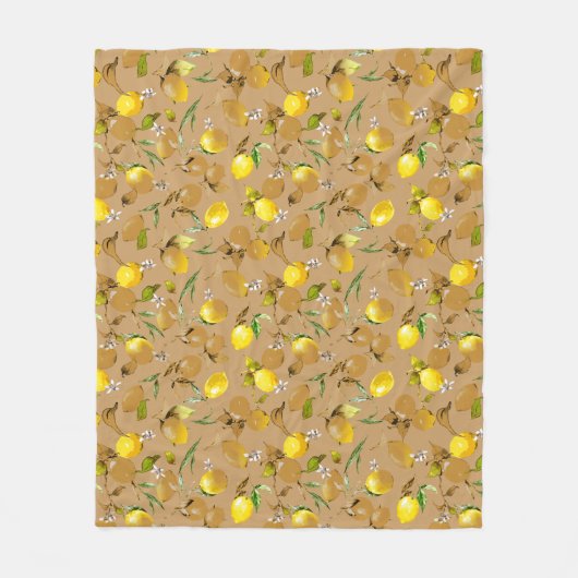 Waterverf citroenen 32 fleece deken (Voorkant)