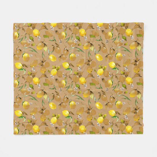 Waterverf citroenen 32 fleece deken (Voorkant (Horizontaal))