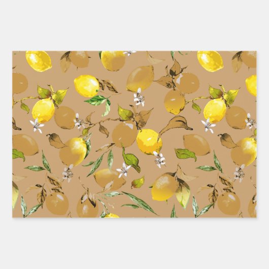 Waterverf citroenen 32 inpakpapier vel (Voorkant 2)