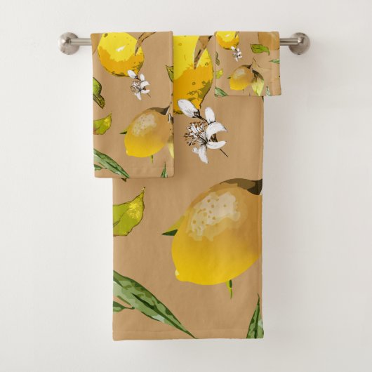 Waterverf citroenen 33 bad handdoek (Insitu)
