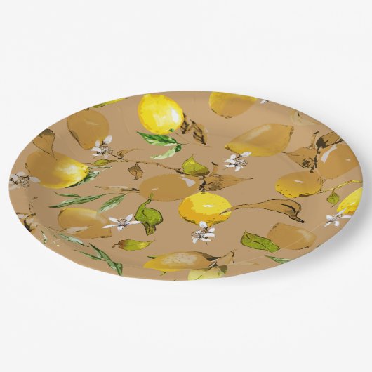 Waterverf citroenen 33 papieren bordje (Gekanteld)