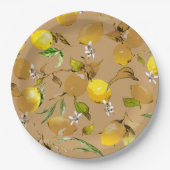 Waterverf citroenen 33 papieren bordje (Voorkant)