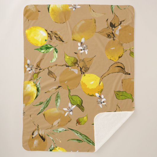 Waterverf citroenen 33 sherpa deken (Voorkant)