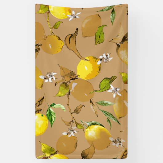 Waterverf citroenen 33 spandoek (Verticaal)