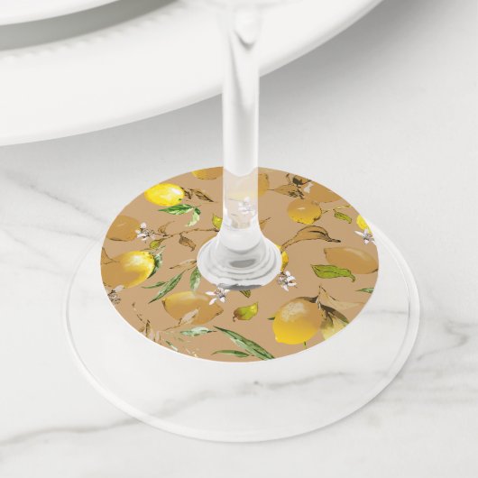 Waterverf citroenen 33 wijnglaslabel (Dichtbij)