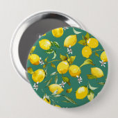Waterverf citroenen 6 ronde button 4,0 cm (Voorkant /achterkant)