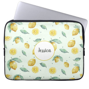 Waterverf citroenen aangepaste naam laptop sleeve