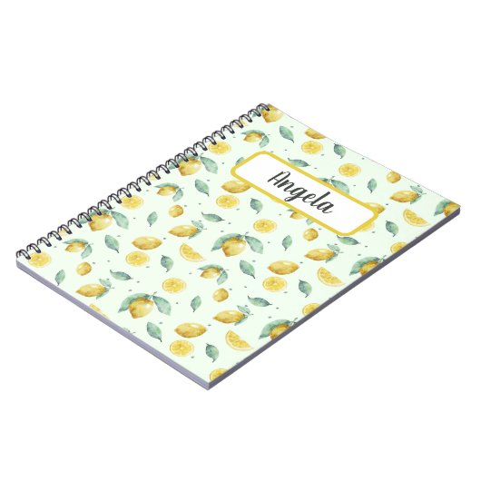 Waterverf citroenen, aangepaste naam notitieboek (Linkerzijde)