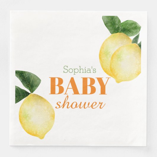 Waterverf Citroenen Baby Shower Servet (Voorkant)