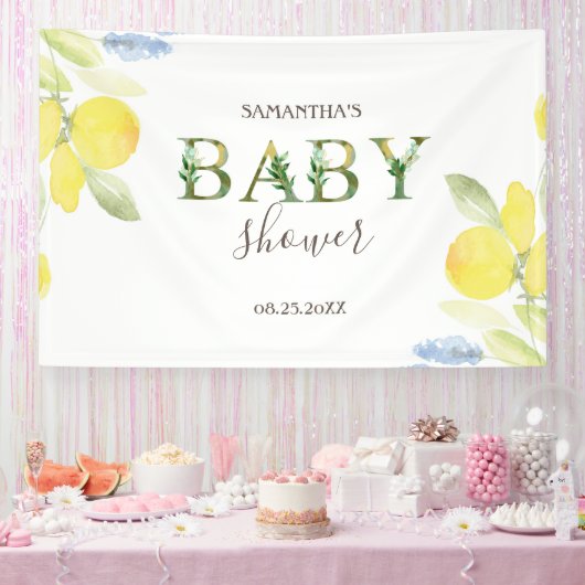 Waterverf Citroenen Baby Shower Spandoek (Feest)