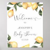 Waterverf citroenen baby shower - Welkomstteken Poster (Voorkant)