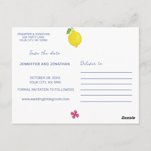 WATERVERF CITROENEN BEWAAR HET DATUM BRIEFKAART (Achterkant)