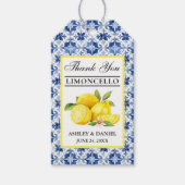 Waterverf Citroenen Blauwe Tegel Limoncello Bedank Cadeaulabel (Voorkant)