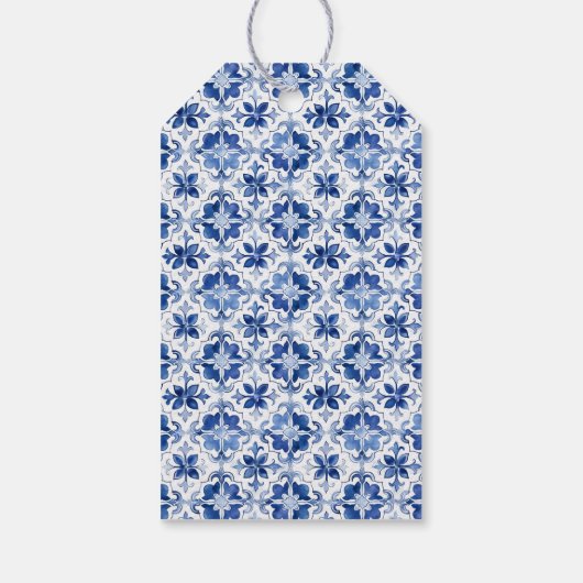 Waterverf Citroenen Blauwe Tegel Limoncello Bedank Cadeaulabel (Achterkant)