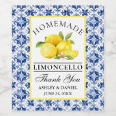 Waterverf Citroenen Blauwe Tegel Limoncello Label Wijn Etiket (Enkel label)