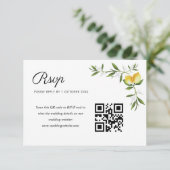 waterverf citroenen bloemen bruiloft QR code rsvp (Staand voorkant)