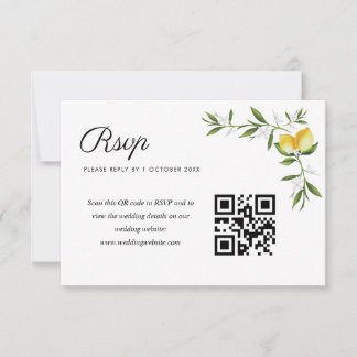 waterverf citroenen bloemen bruiloft QR code rsvp