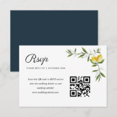 waterverf citroenen bloemen bruiloft QR code rsvp Kaartje (Voorkant / Achterkant)