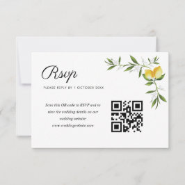 waterverf citroenen bloemen bruiloft QR code rsvp  Kaartje