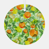 Waterverf citroenen, bloemen, citrusmotief. glas ornament (Achterkant)