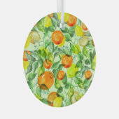 Waterverf citroenen, bloemen, citrusmotief. glas ornament (Voorkant Rechts)