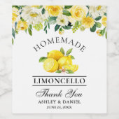 Waterverf Citroenen Bloemen Limoncello Flesetikett Wijn Etiket (Enkel label)