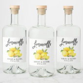 Waterverf Citroenen Borstel Script Limoncello Likeurfles Etiket (Flessen)