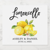 Waterverf Citroenen Borstel Script Limoncello Likeurfles Etiket (Enkel label)