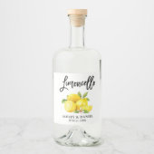 Waterverf Citroenen Borstel Script Limoncello Likeurfles Etiket (Voorkant)